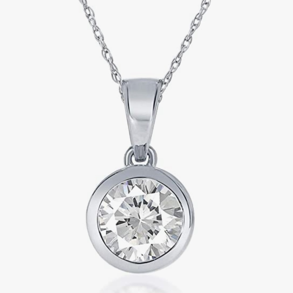 Certified .75 ct. diamond & 14k white gold chain. NWOT